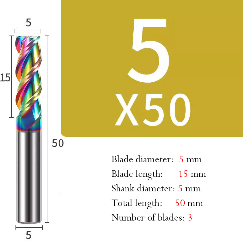 Cutting Aluminum Alloy End Mill 3 Flute Color Coating Tungsten Carbide Hard Alloy Milling Cutter