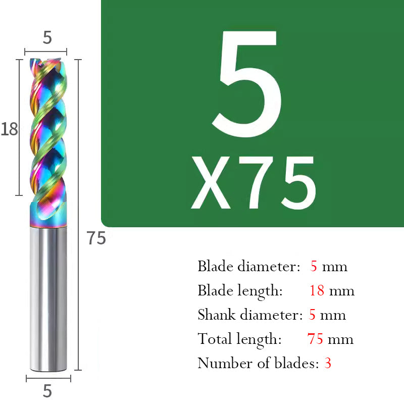 Milling Cutter 3 Edge Color U Slot Coated Carbide Aluminum Alloy Special End Milling Cutter