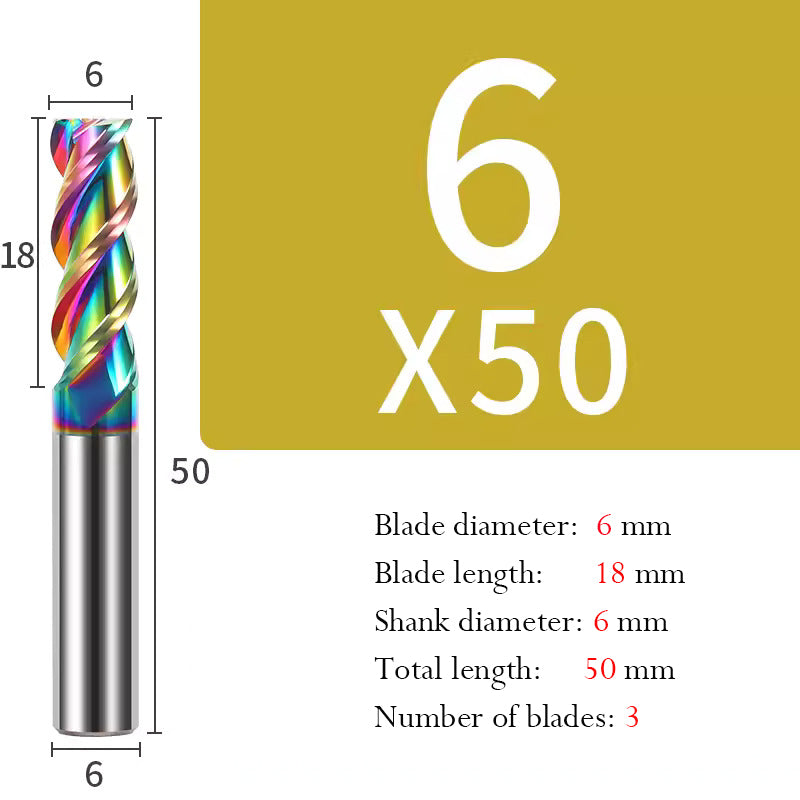 Cutting Aluminum Alloy End Mill 3 Flute Color Coating Tungsten Carbide Hard Alloy Milling Cutter