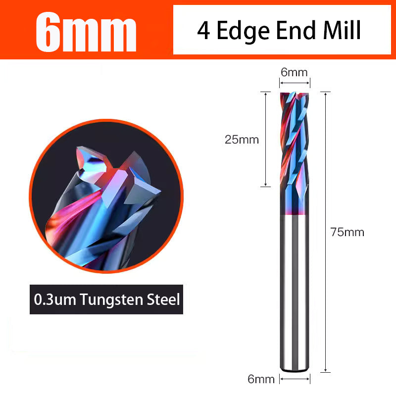 Nano Coated Carbide Tungsten Steel Milling Cutter with 4 Edges used for CNC Milling