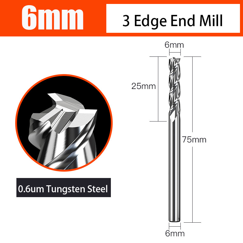 Cutting Aluminum Alloy End Mill 3 Flute Tungsten Carbide Hard Alloy Milling Cutter