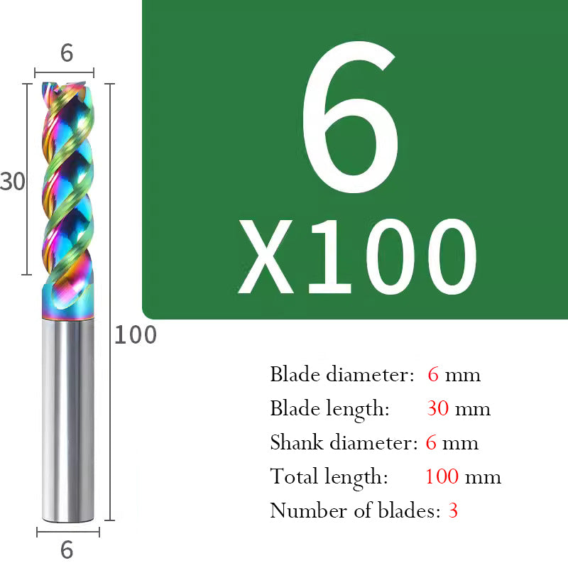 Milling Cutter 3 Edge Color U Slot Coated Carbide Aluminum Alloy Special End Milling Cutter