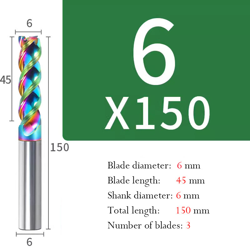 Milling Cutter 3 Edge Color U Slot Coated Carbide Aluminum Alloy Special End Milling Cutter