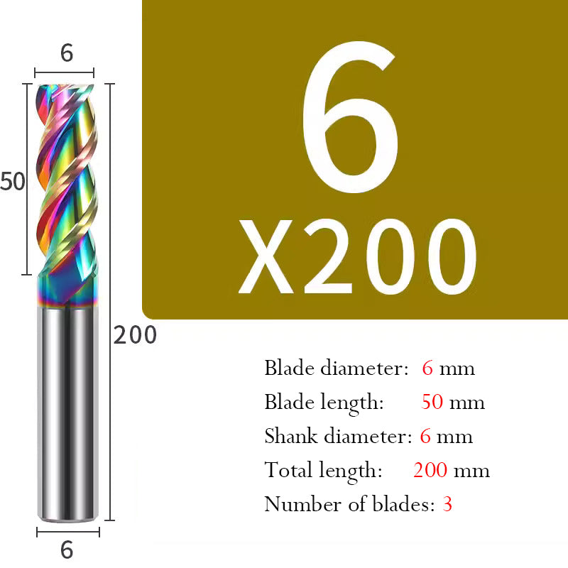 Cutting Aluminum Alloy End Mill 3 Flute Color Coating Tungsten Carbide Hard Alloy Milling Cutter