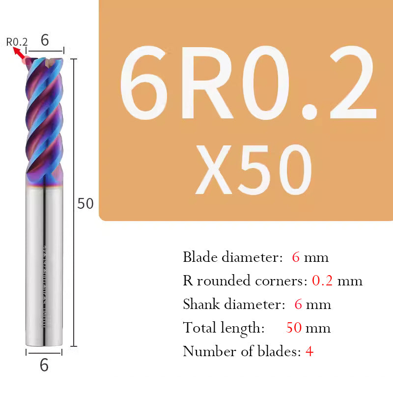 Cutting stainless steel Tungsten Steel Circular Nose End Mill Hard Alloy CNC Cutting Tool Milling Cutter