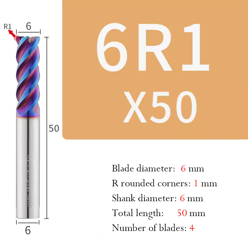 Cutting stainless steel Tungsten Steel Circular Nose End Mill Hard Alloy CNC Cutting Tool Milling Cutter