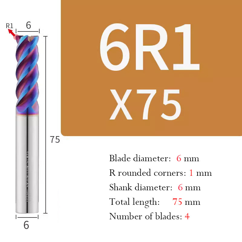 Cutting stainless steel Tungsten Steel Circular Nose End Mill Hard Alloy CNC Cutting Tool Milling Cutter