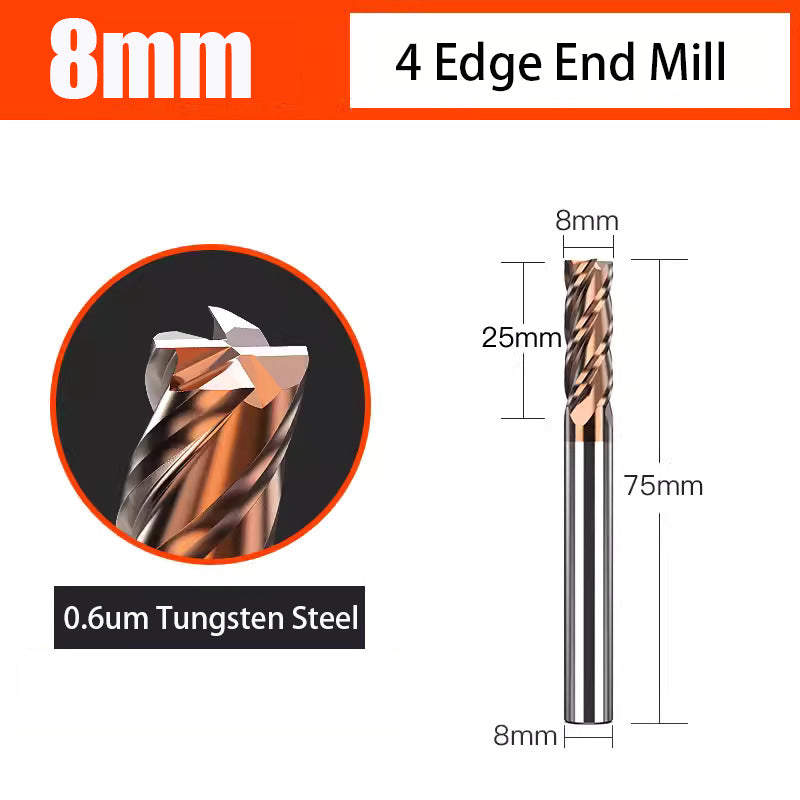 Universal 4 Flute Tungsten Steel End Mill Hard Alloy End Mill for CNC Machining