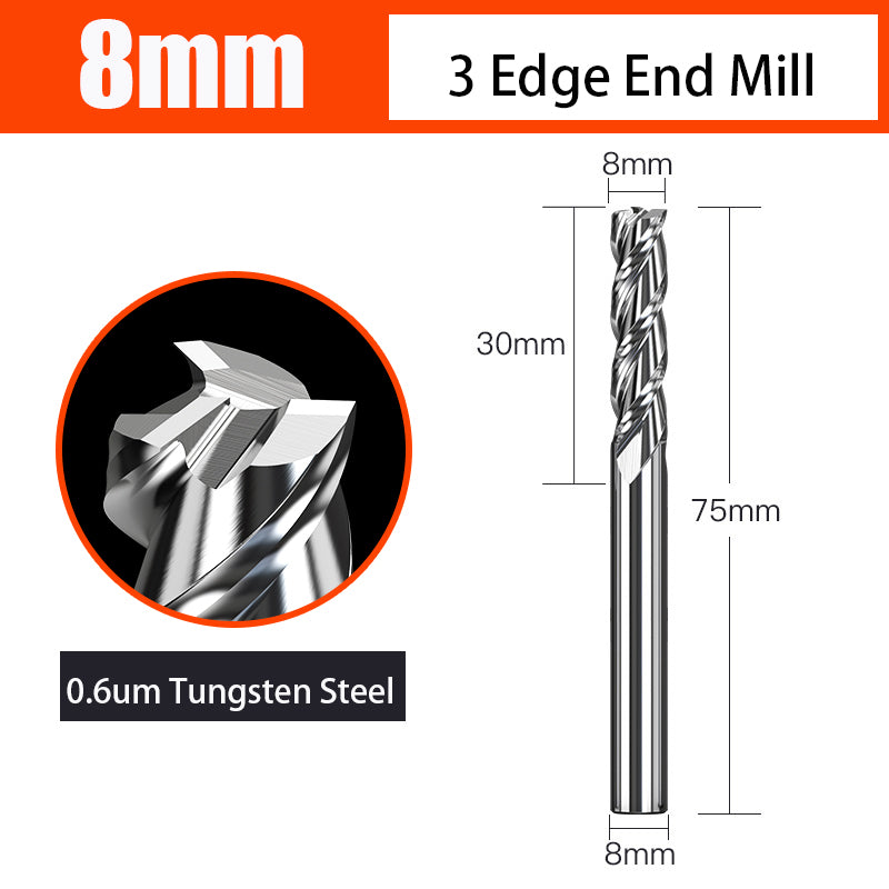 Cutting Aluminum Alloy End Mill 3 Flute Tungsten Carbide Hard Alloy Milling Cutter