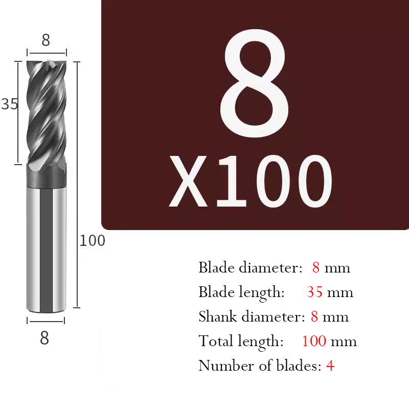 Tungsten Steel Milling Cutter Flat bottom 4 blade Milling Cutter for Processing of Titanium Alloy