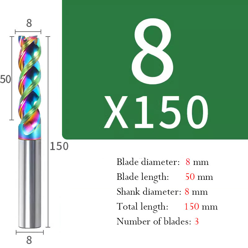 Milling Cutter 3 Edge Color U Slot Coated Carbide Aluminum Alloy Special End Milling Cutter