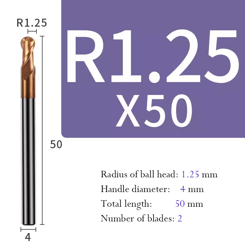 Tungsten Steel Ball End Milling Cutter Carbide CNC Coated Ball End Milling Cutter