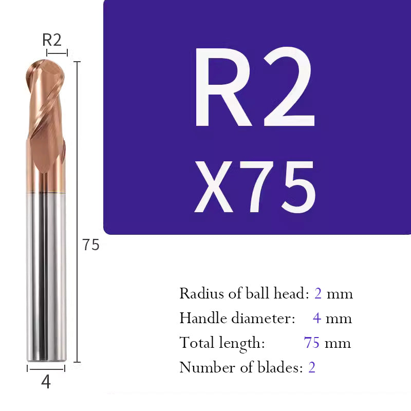 Tungsten Steel Ball End Milling Cutter Carbide CNC Coated Ball End Milling Cutter