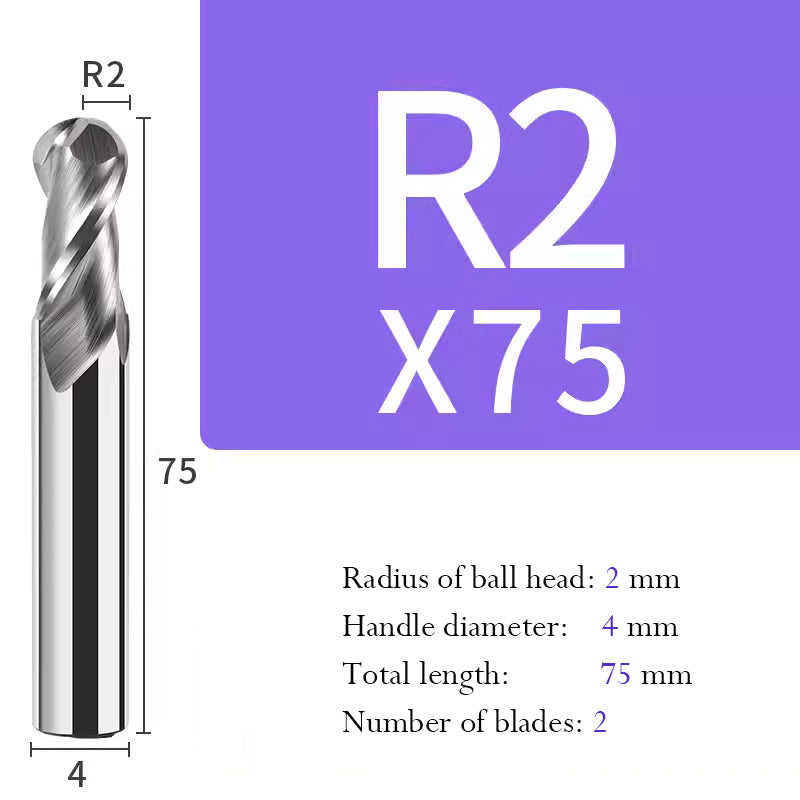 Tungsten Steel Ball End Mill for Aluminum Hard Alloy CNC Cutting Tool R Type Ball Head Milling Cutter