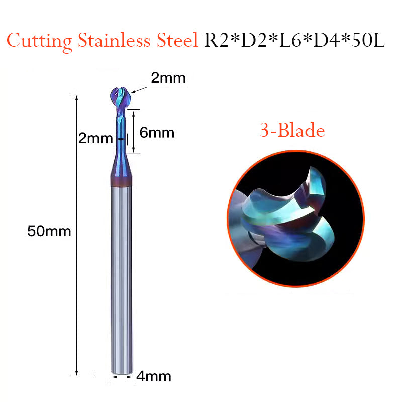 Tungsten Steel Ball End T Milling Cutter Hard Alloy Ball Nose Milling Cutter