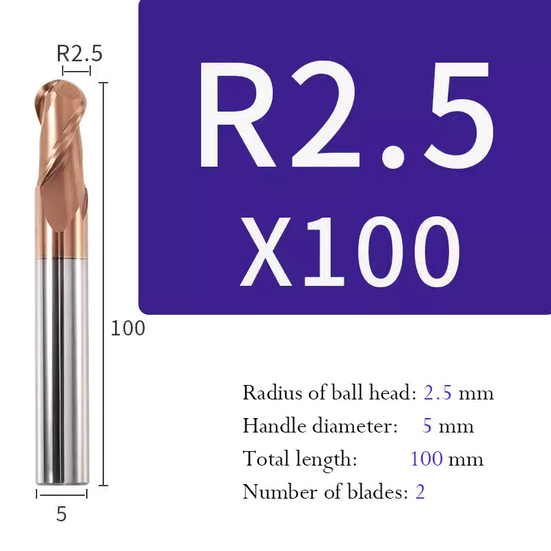 Tungsten Steel Ball End Milling Cutter Carbide CNC Coated Ball End Milling Cutter