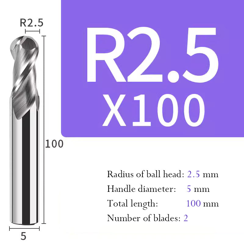 Tungsten Steel Ball End Mill for Aluminum Hard Alloy CNC Cutting Tool R Type Ball Head Milling Cutter