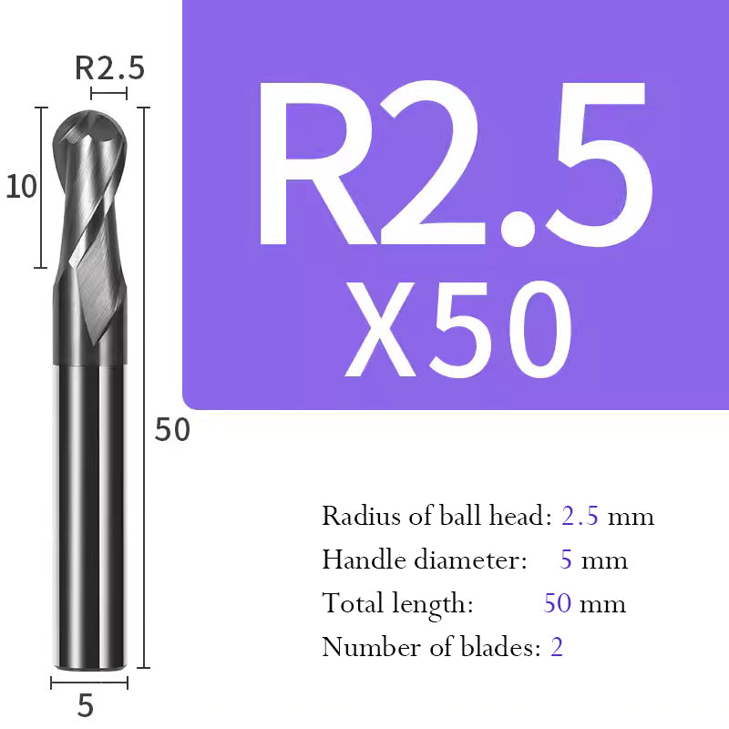 Ball Tungsten Steel Milling Cutter R Type Ball End Mill for Processing of Titanium Alloy