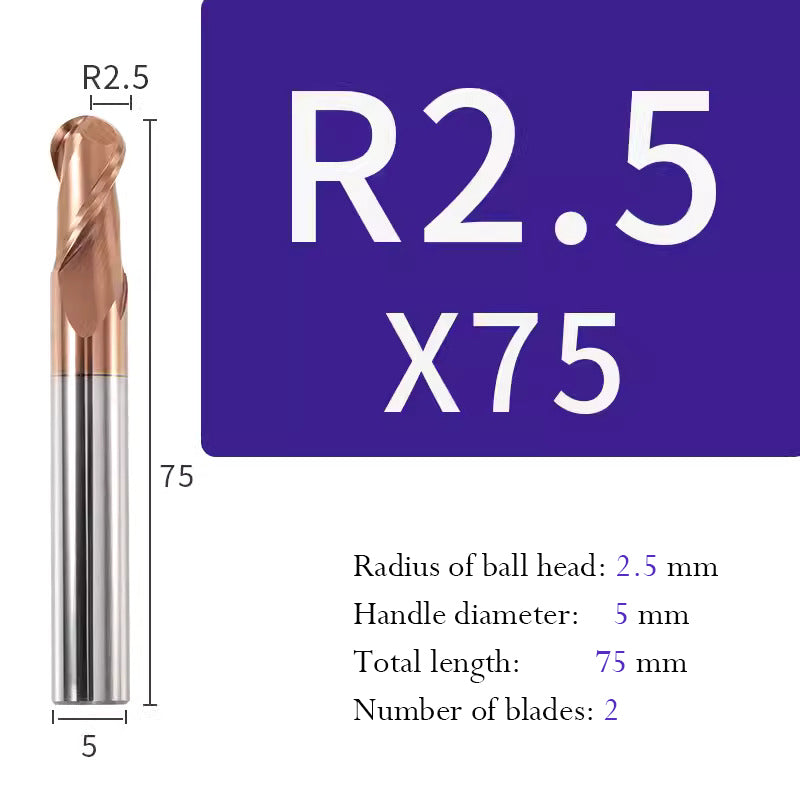 Tungsten Steel Ball End Milling Cutter Carbide CNC Coated Ball End Milling Cutter
