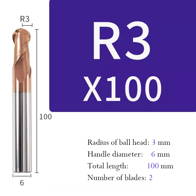 Tungsten Steel Ball End Milling Cutter Carbide CNC Coated Ball End Milling Cutter