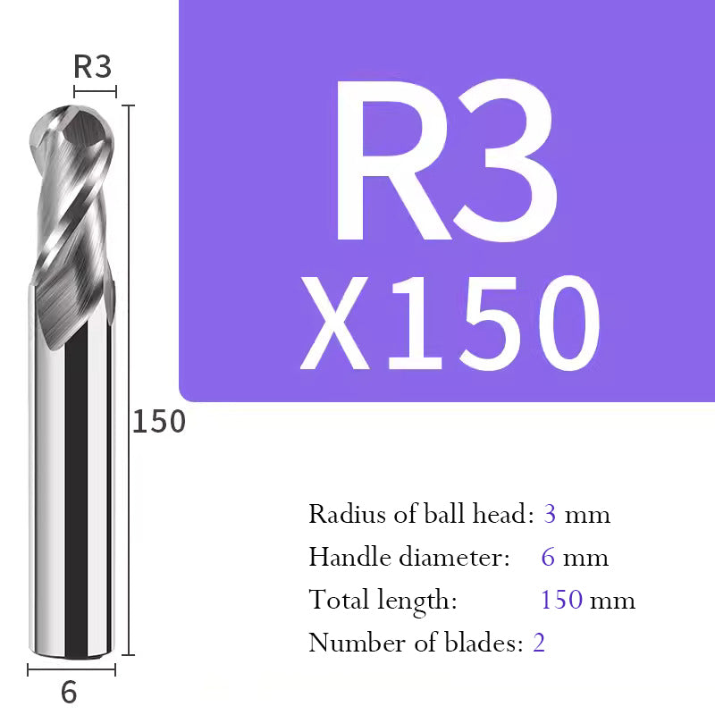 Tungsten Steel Ball End Mill for Aluminum Hard Alloy CNC Cutting Tool R Type Ball Head Milling Cutter