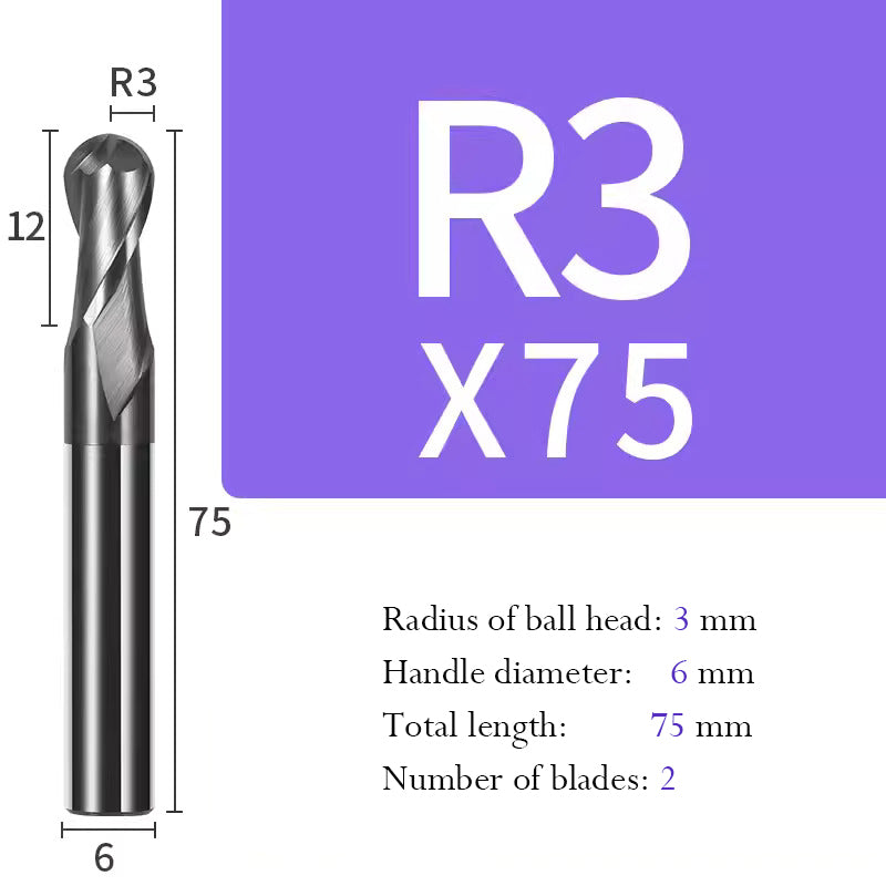 Ball Tungsten Steel Milling Cutter R Type Ball End Mill for Processing of Titanium Alloy