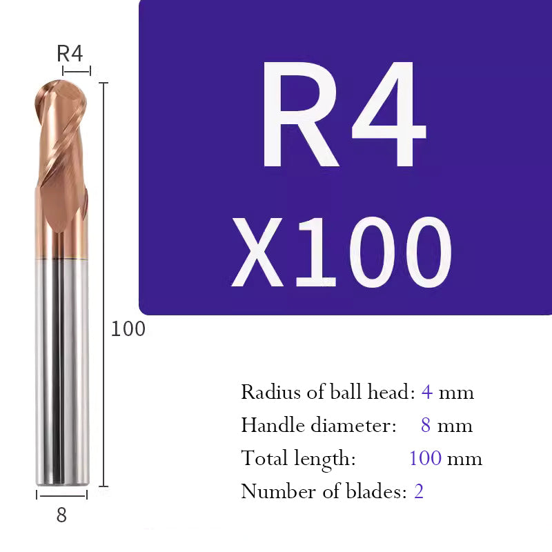 Tungsten Steel Ball End Milling Cutter Carbide CNC Coated Ball End Milling Cutter