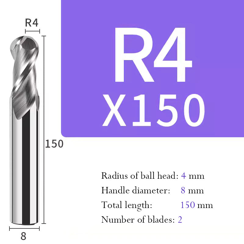 Tungsten Steel Ball End Mill for Aluminum Hard Alloy CNC Cutting Tool R Type Ball Head Milling Cutter