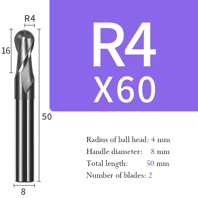 Ball Tungsten Steel Milling Cutter R Type Ball End Mill for Processing of Titanium Alloy