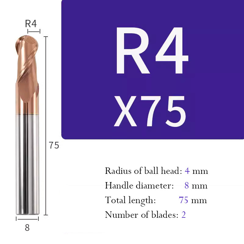 Tungsten Steel Ball End Milling Cutter Carbide CNC Coated Ball End Milling Cutter