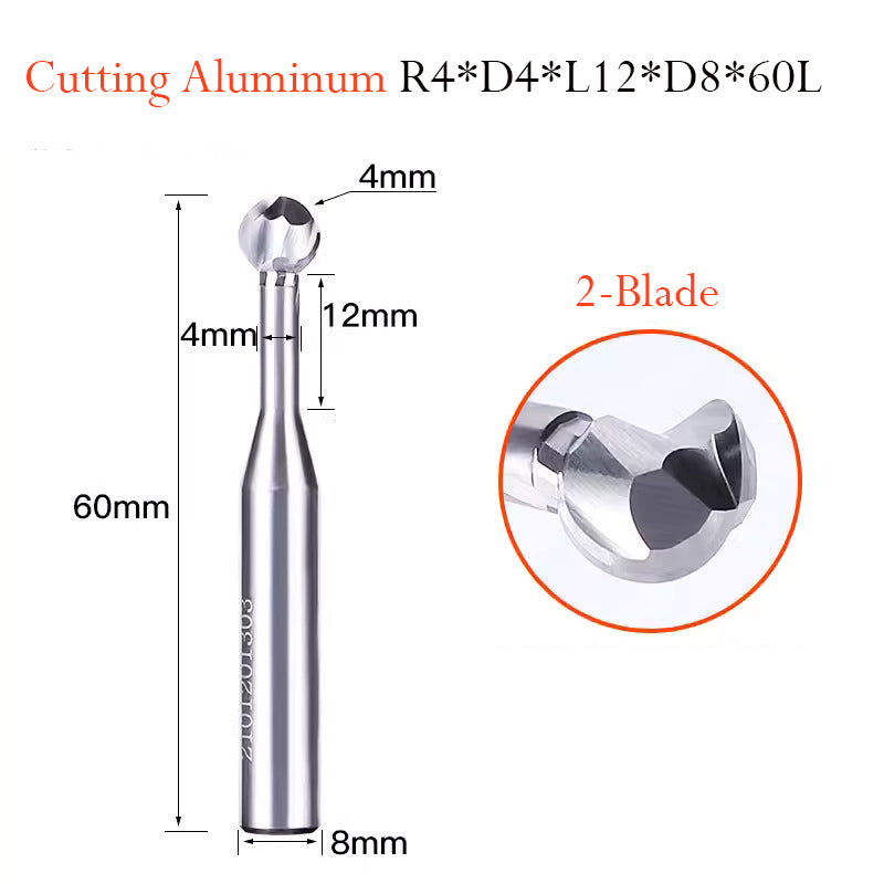 Tungsten Steel Ball End T Milling Cutter Hard Alloy Ball Nose Milling Cutter