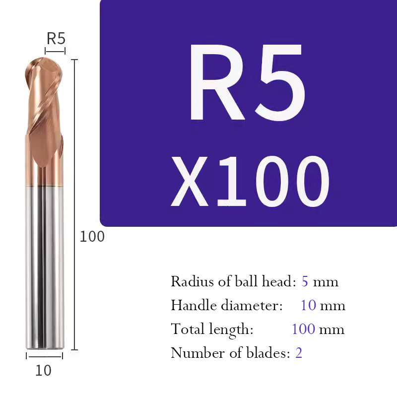 Tungsten Steel Ball End Milling Cutter Carbide CNC Coated Ball End Milling Cutter