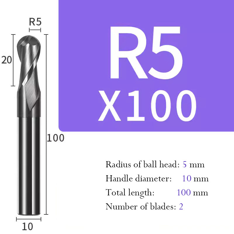 Ball Tungsten Steel Milling Cutter R Type Ball End Mill for Processing of Titanium Alloy