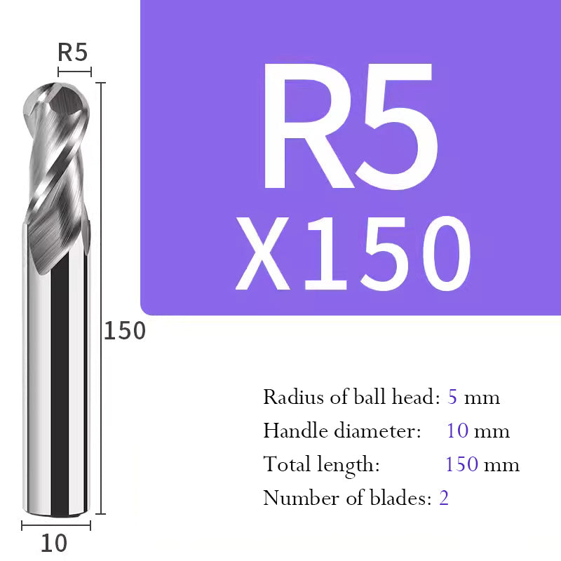 Tungsten Steel Ball End Mill for Aluminum Hard Alloy CNC Cutting Tool R Type Ball Head Milling Cutter