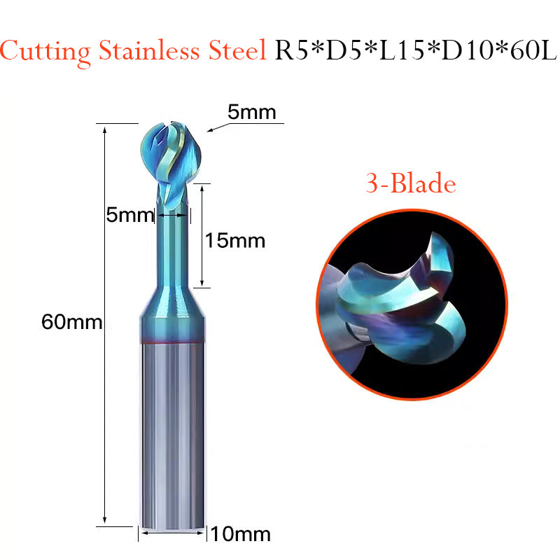 Tungsten Steel Ball End T Milling Cutter Hard Alloy Ball Nose Milling Cutter