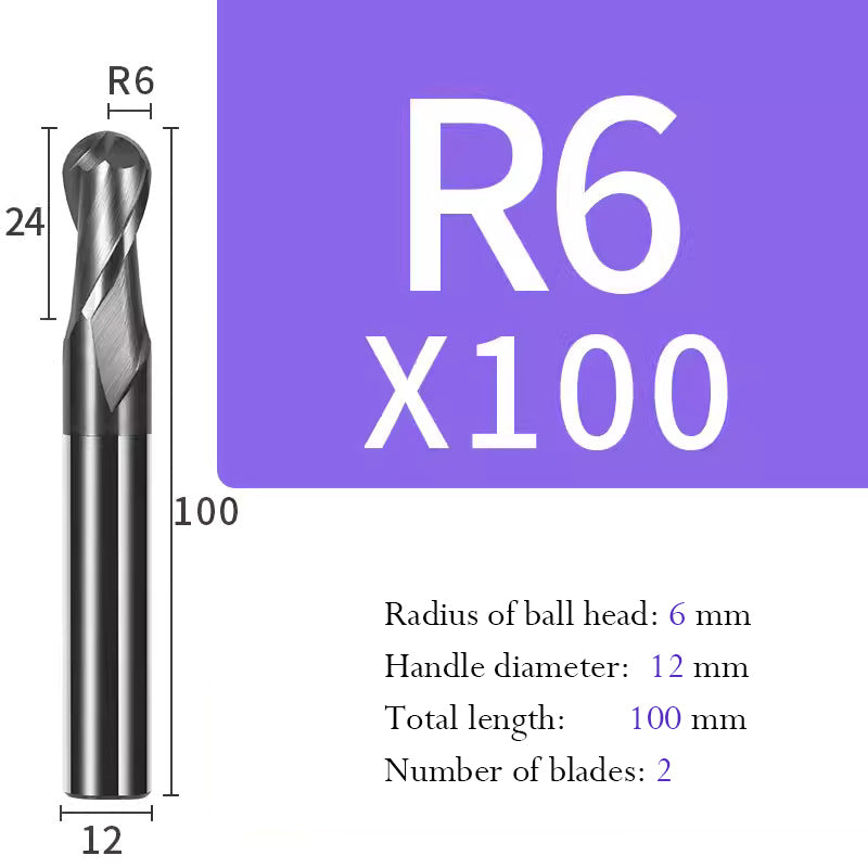 Ball Tungsten Steel Milling Cutter R Type Ball End Mill for Processing of Titanium Alloy