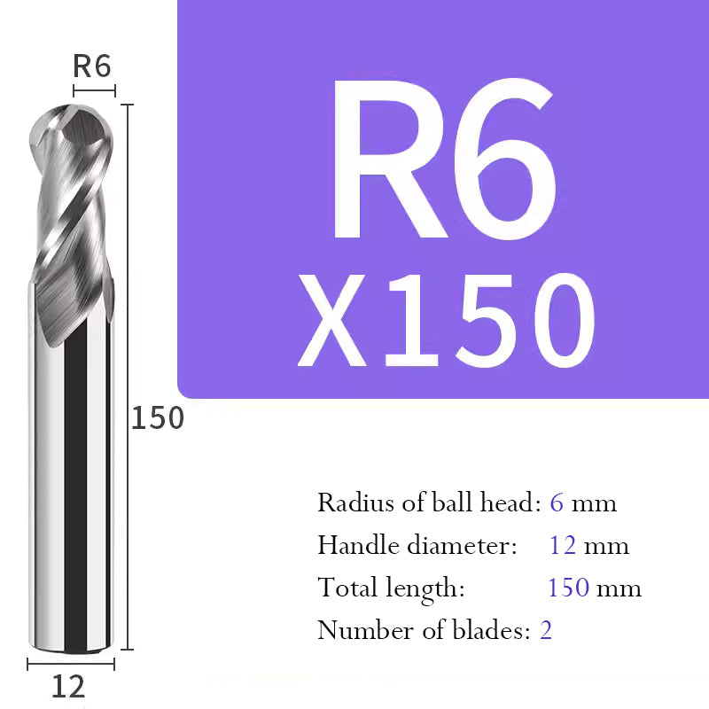 Tungsten Steel Ball End Mill for Aluminum Hard Alloy CNC Cutting Tool R Type Ball Head Milling Cutter