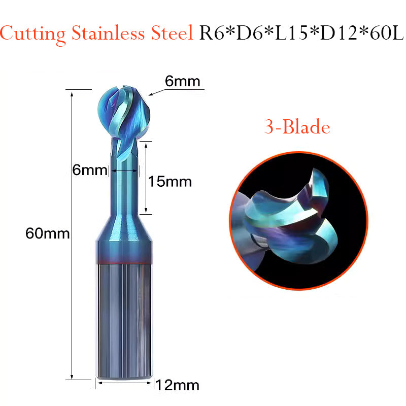 Tungsten Steel Ball End T Milling Cutter Hard Alloy Ball Nose Milling Cutter