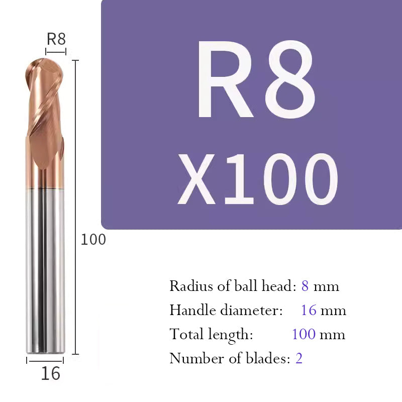 Tungsten Steel Ball End Milling Cutter Carbide CNC Coated Ball End Milling Cutter